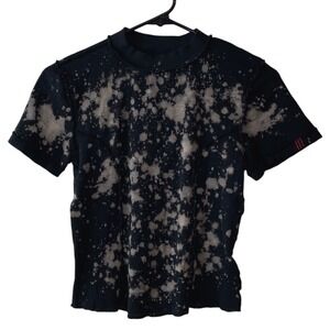 BDG Urban Outfitters Black Bleached Splatter Deconstructed Mock Neck Top Medium